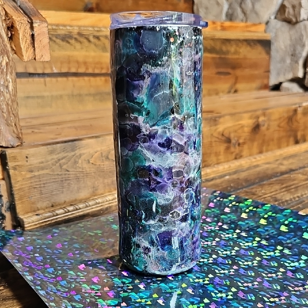 Galaxy Resin Tumbler in Teal & Purple